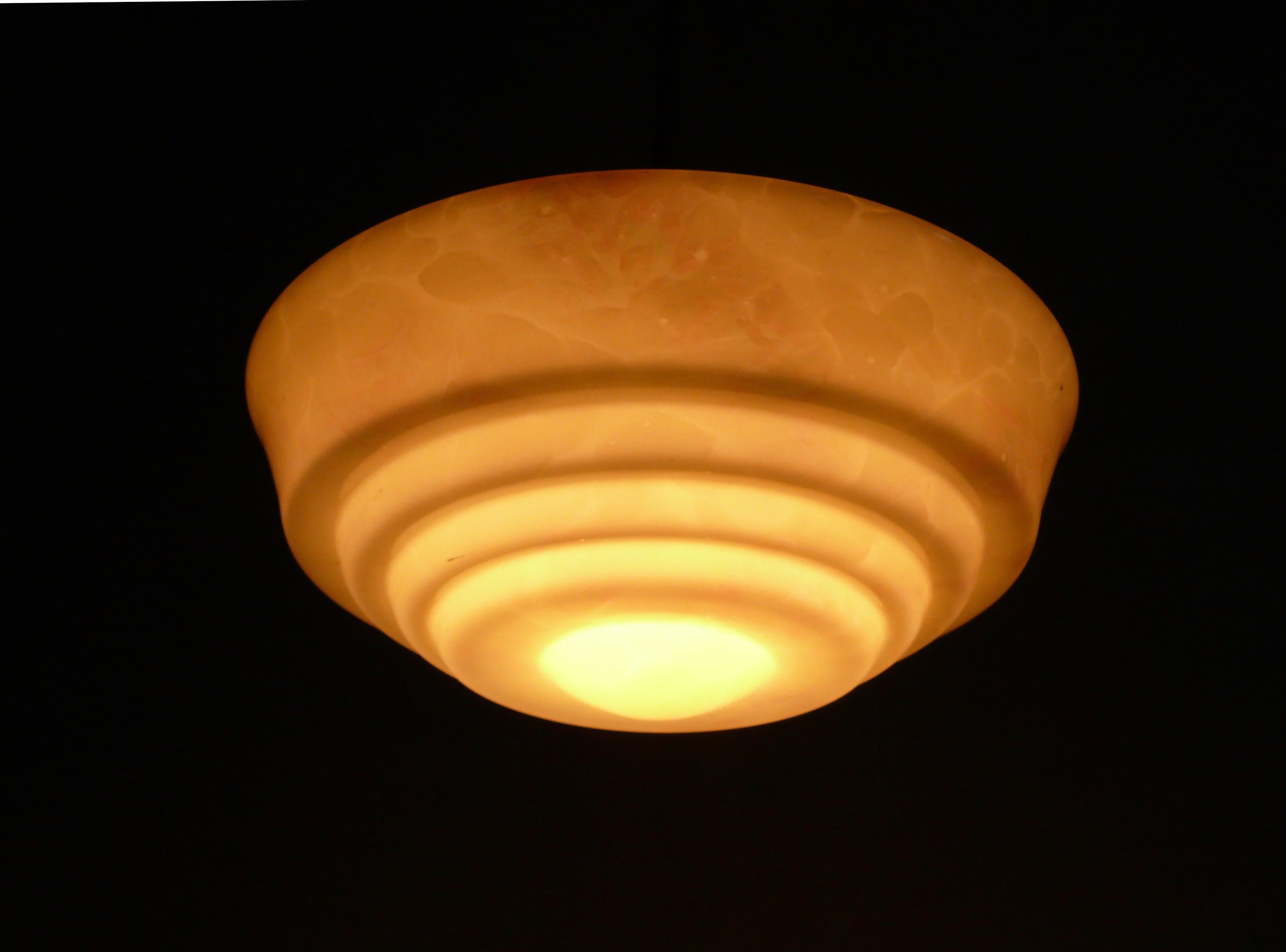 Art Déco Pendant Light With Marbled Glass, 1930s 1