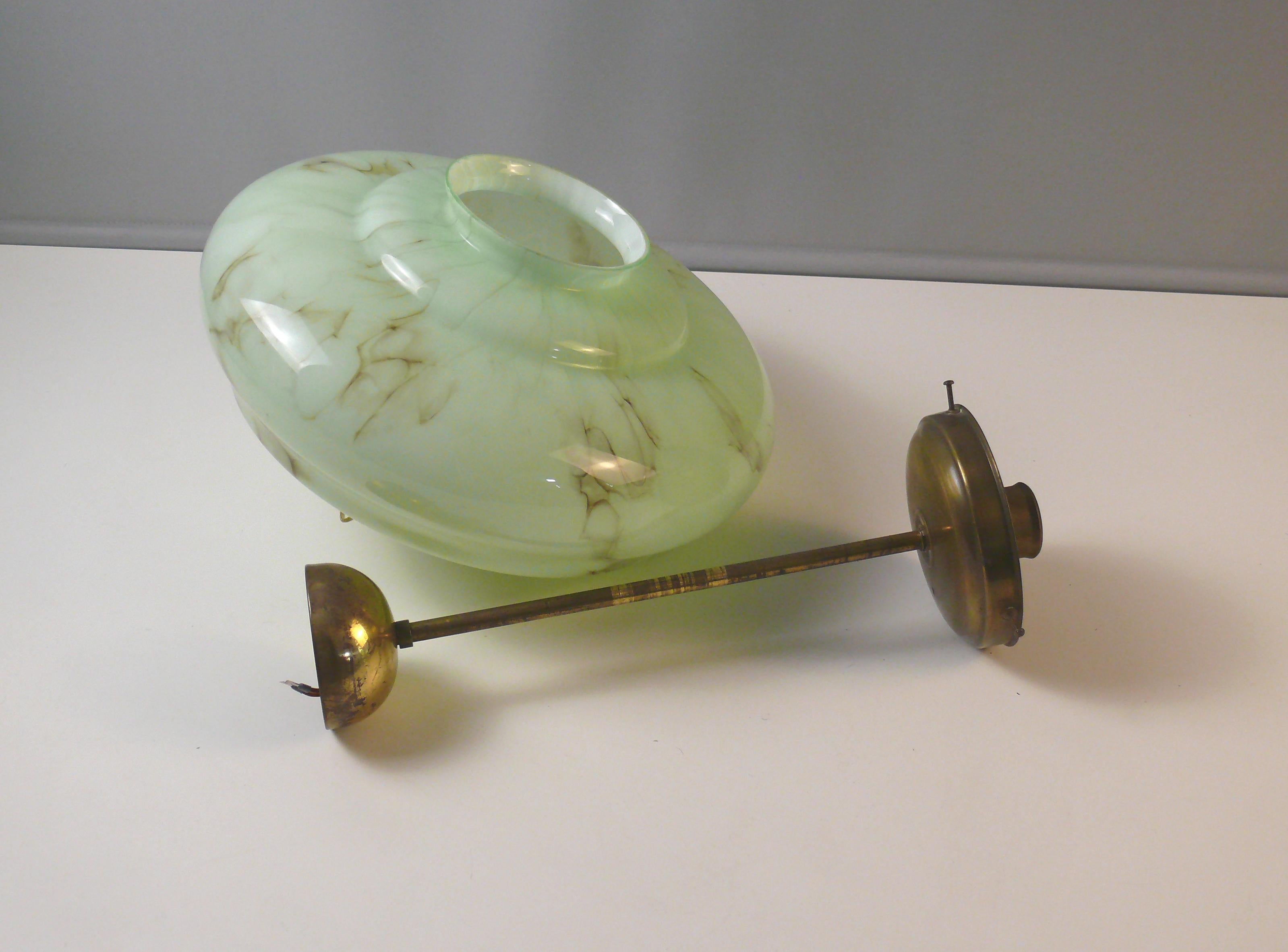 Art Déco Pendant Light With Marbled Glass, 1930s 1