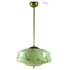 Art Déco Pendant Light With Marbled Glass, 1930s