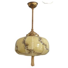 Art Déco Pendant Light With Marbled Glass, 1930s