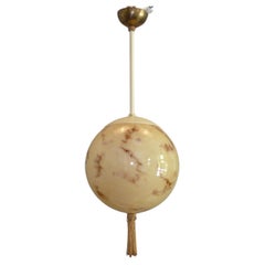 Art Déco Pendant Light With Marbled Glass, 1930s