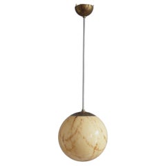 Art Déco Pendant Light With Marbled Glass, 1930s