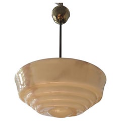 Art Déco Pendant Light With Marbled Glass, 1930s