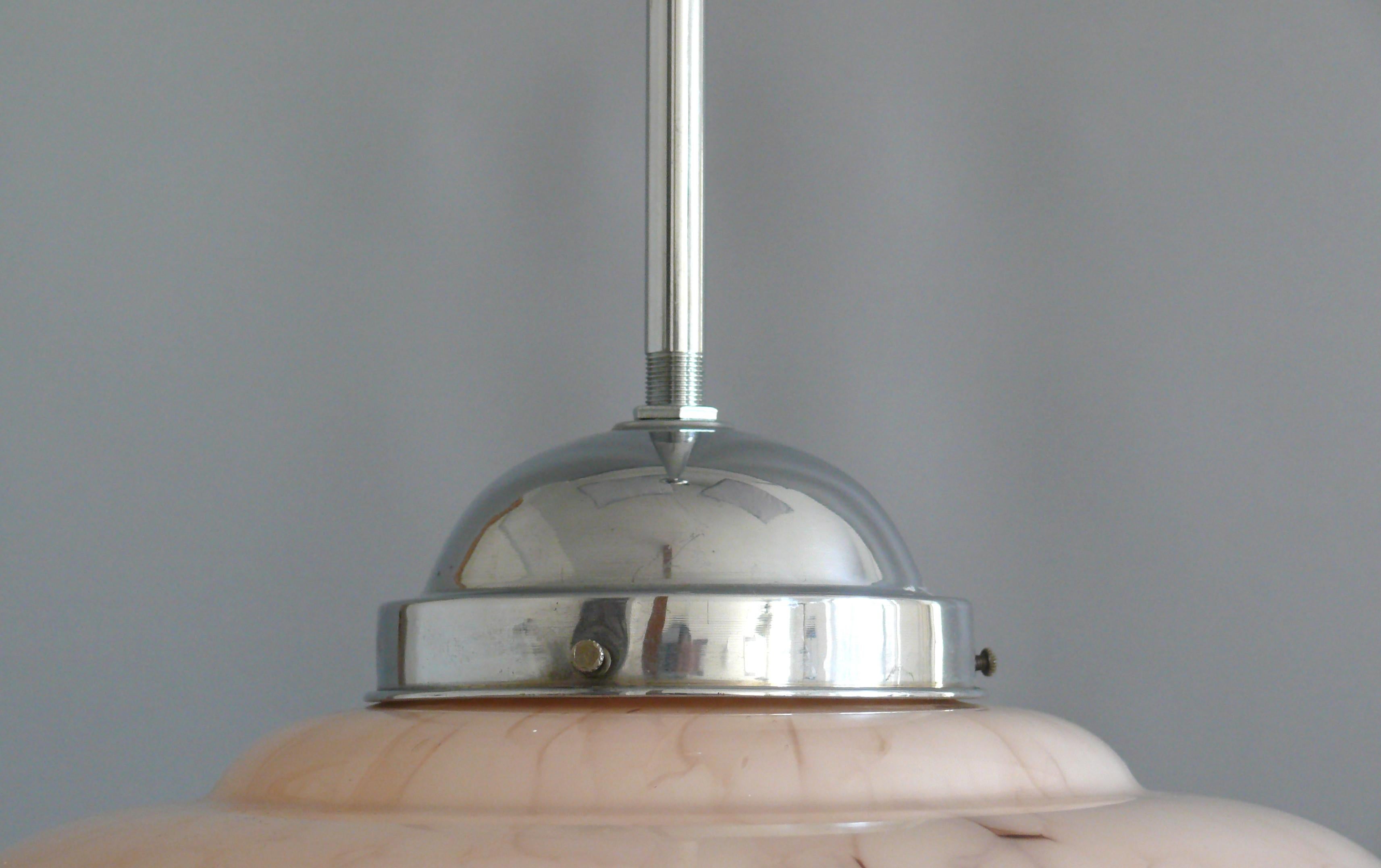 Art Déco Pendant Light with marbled glass, Germany - 1930s 1