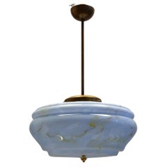 Art Déco Pendant Light with marbled glass, Germany - 1930s