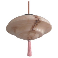 Art Déco Pendant Light with Marbled Glass, Germany  1930s
