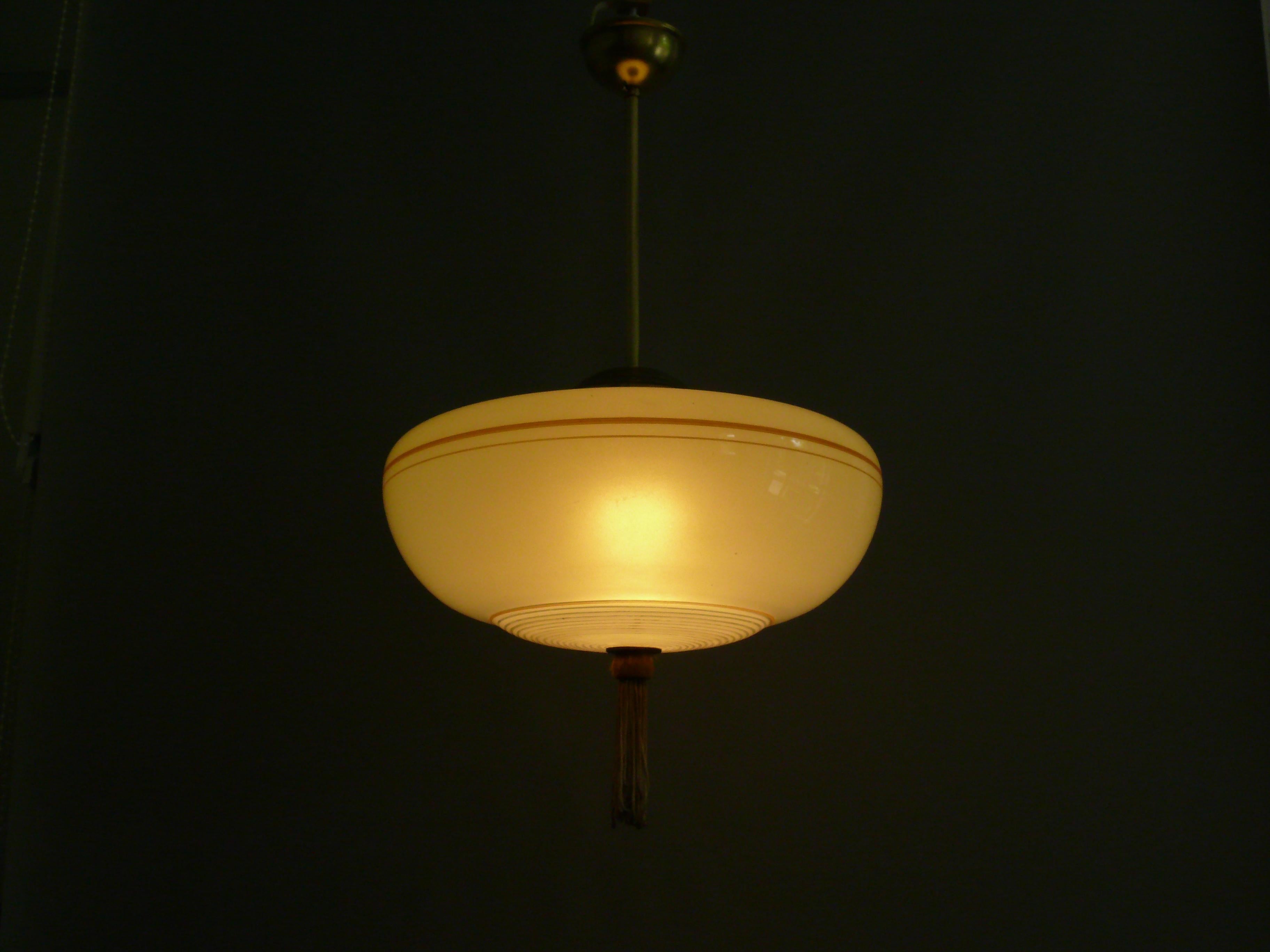 Art Deco Art Déco Pendant Light With Marbled Glass, Mid Century