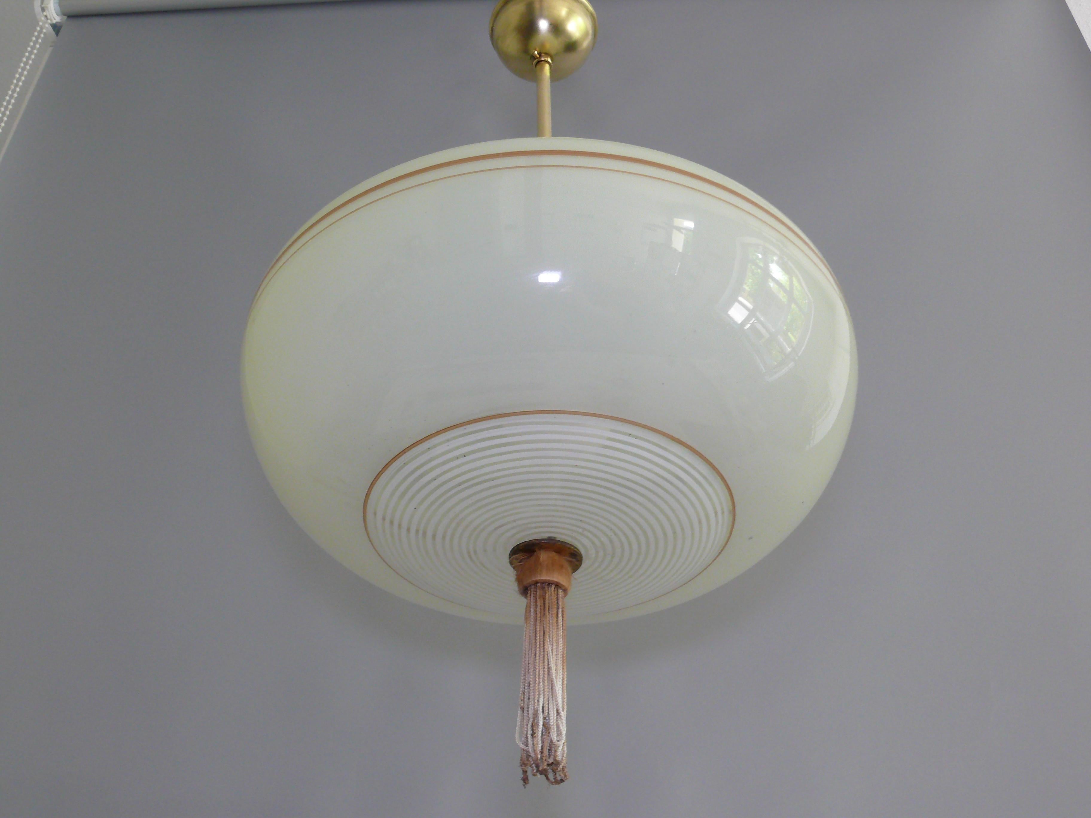 Art Déco Pendant Light With Marbled Glass, Mid Century In Good Condition In Schwerin, MV
