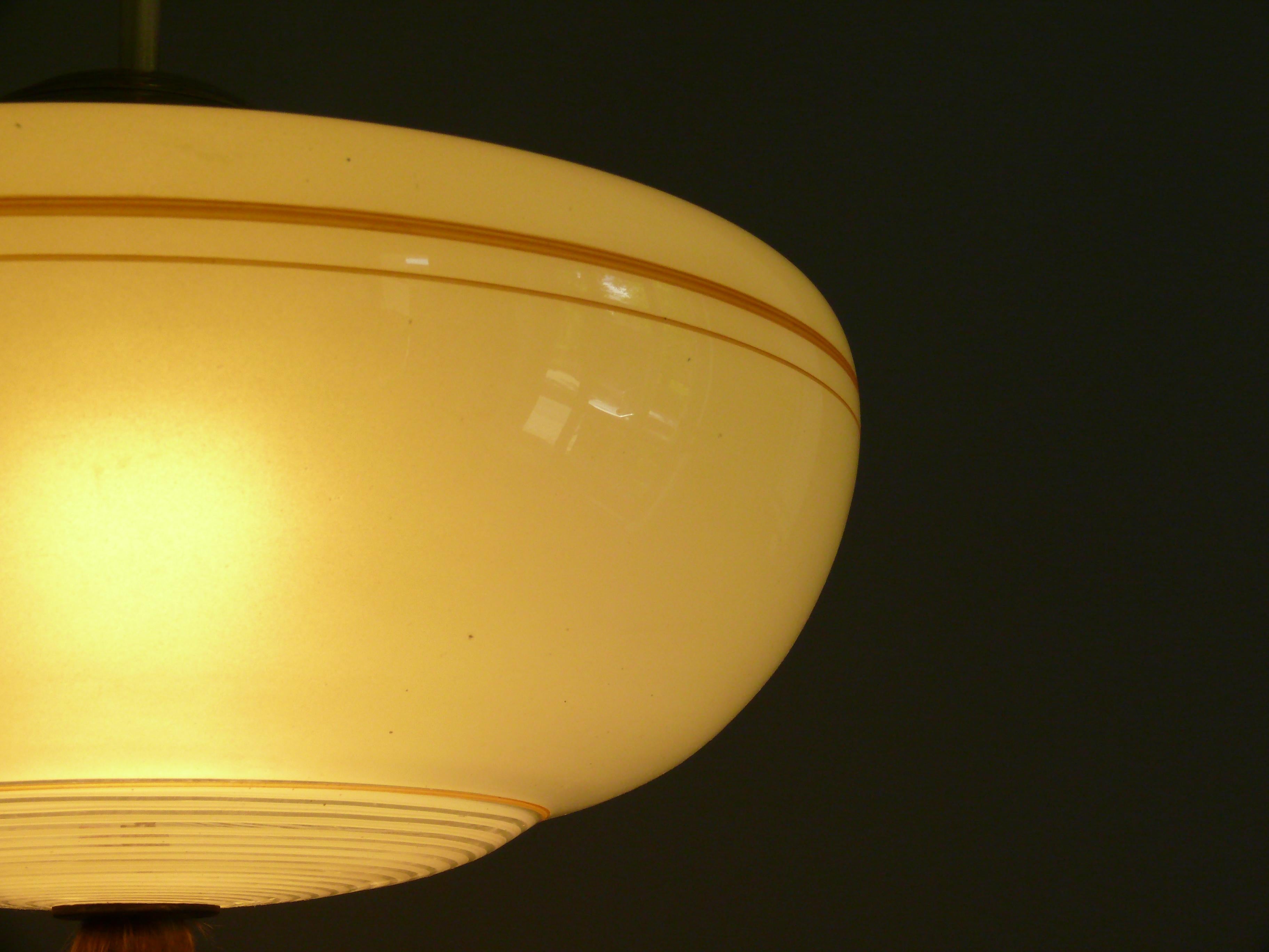 Art Déco Pendant Light With Marbled Glass, Mid Century 1