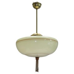 Art Déco Pendant Light With Marbled Glass, Mid Century