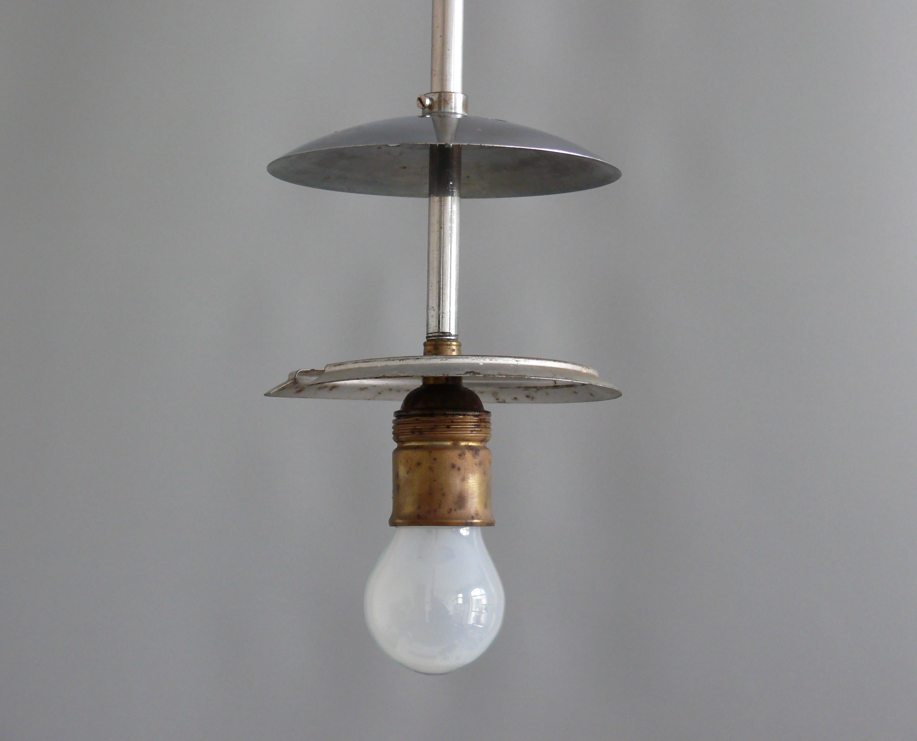 Art Déco Pendant Light With Opaline Glass, 1930s For Sale 4