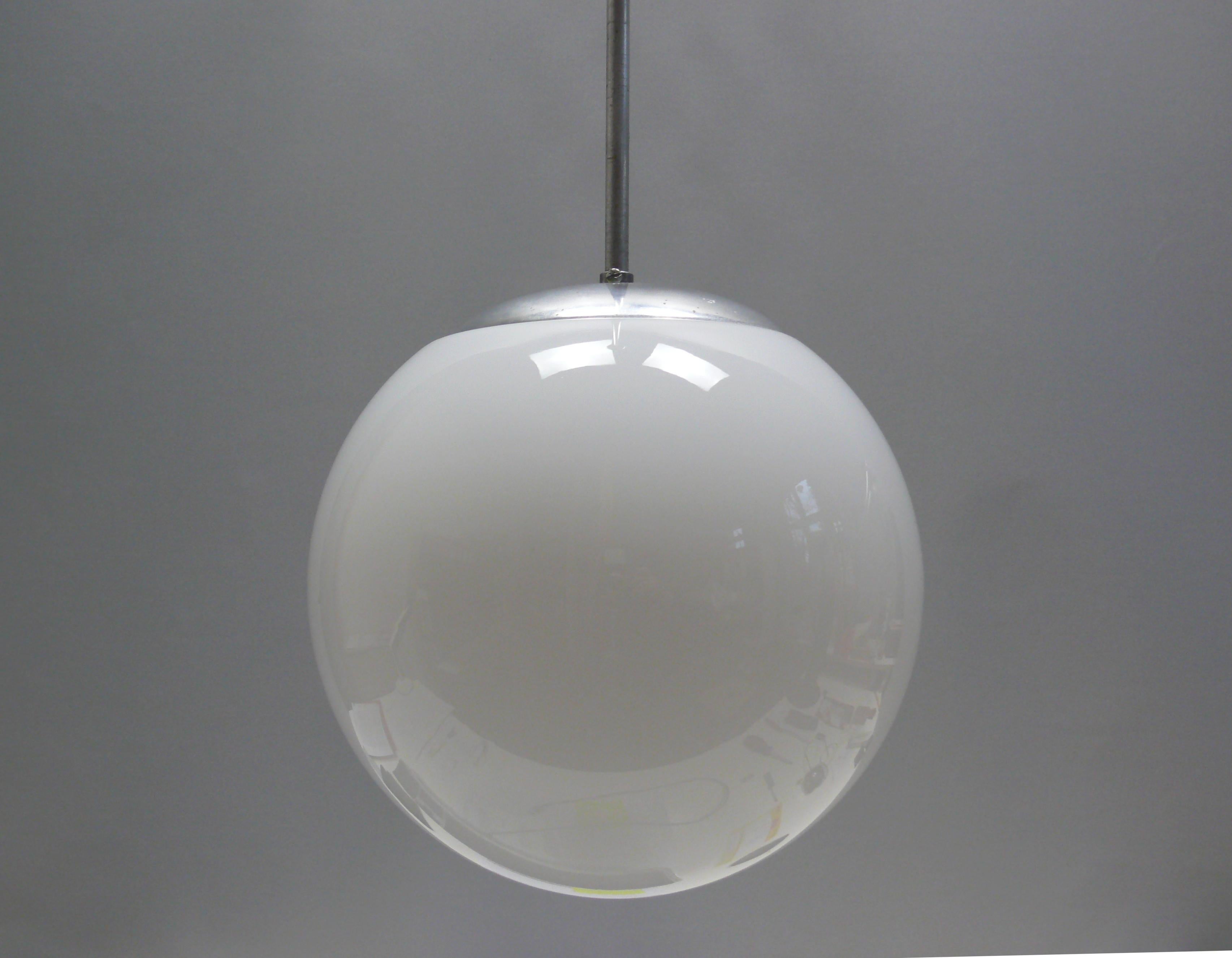 Art Deco Art Déco Pendant Light With Opaline Glass, 1930s For Sale