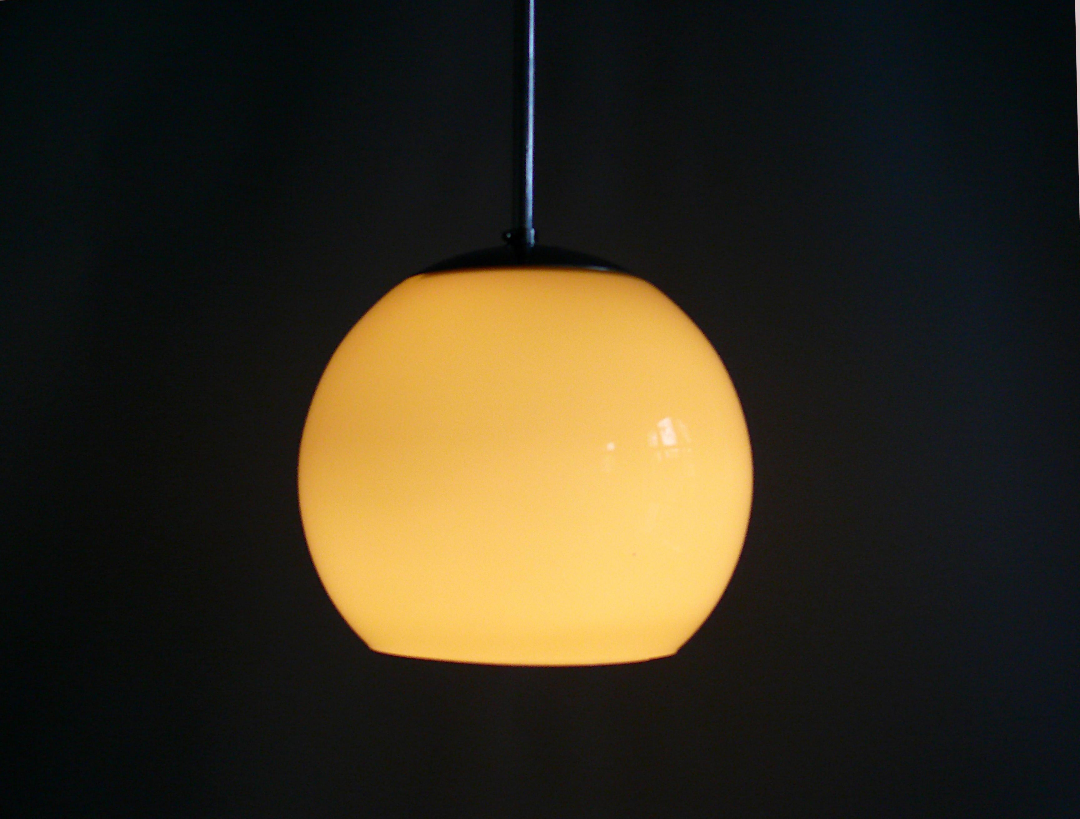 Mid-20th Century Art Déco Pendant Light With Opaline Glass, 1930s For Sale