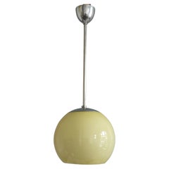 Art Déco Pendant Light With Opaline Glass, 1930s