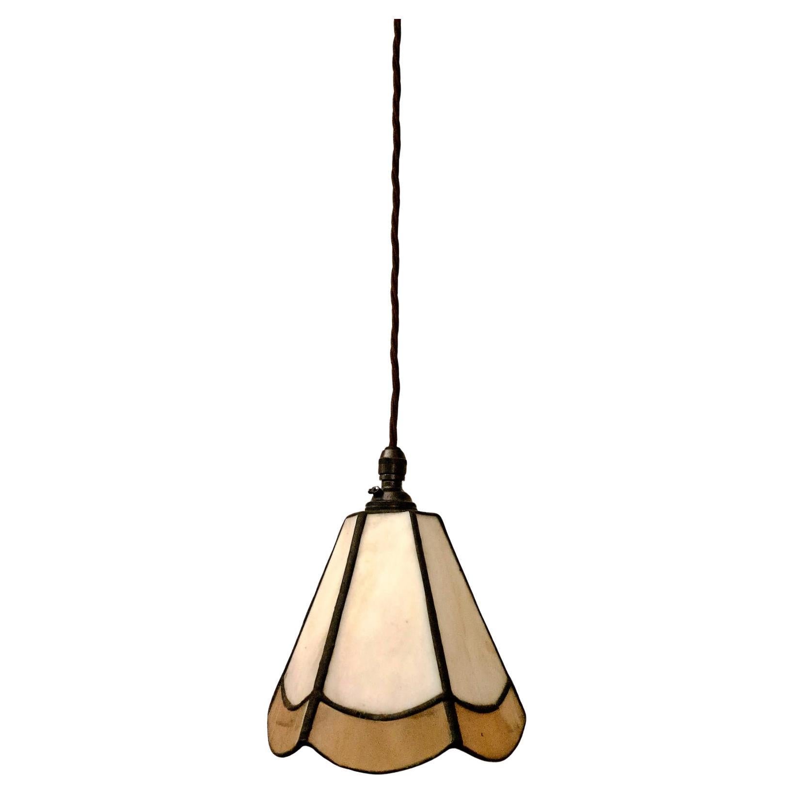 Pair of Art Deco Pendant lights in a Brown
cream opaline, original 1930s