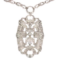 Art Deco Pendant Necklace with 20+ Carat Diamonds Can Be Worn as 3 Bracelets