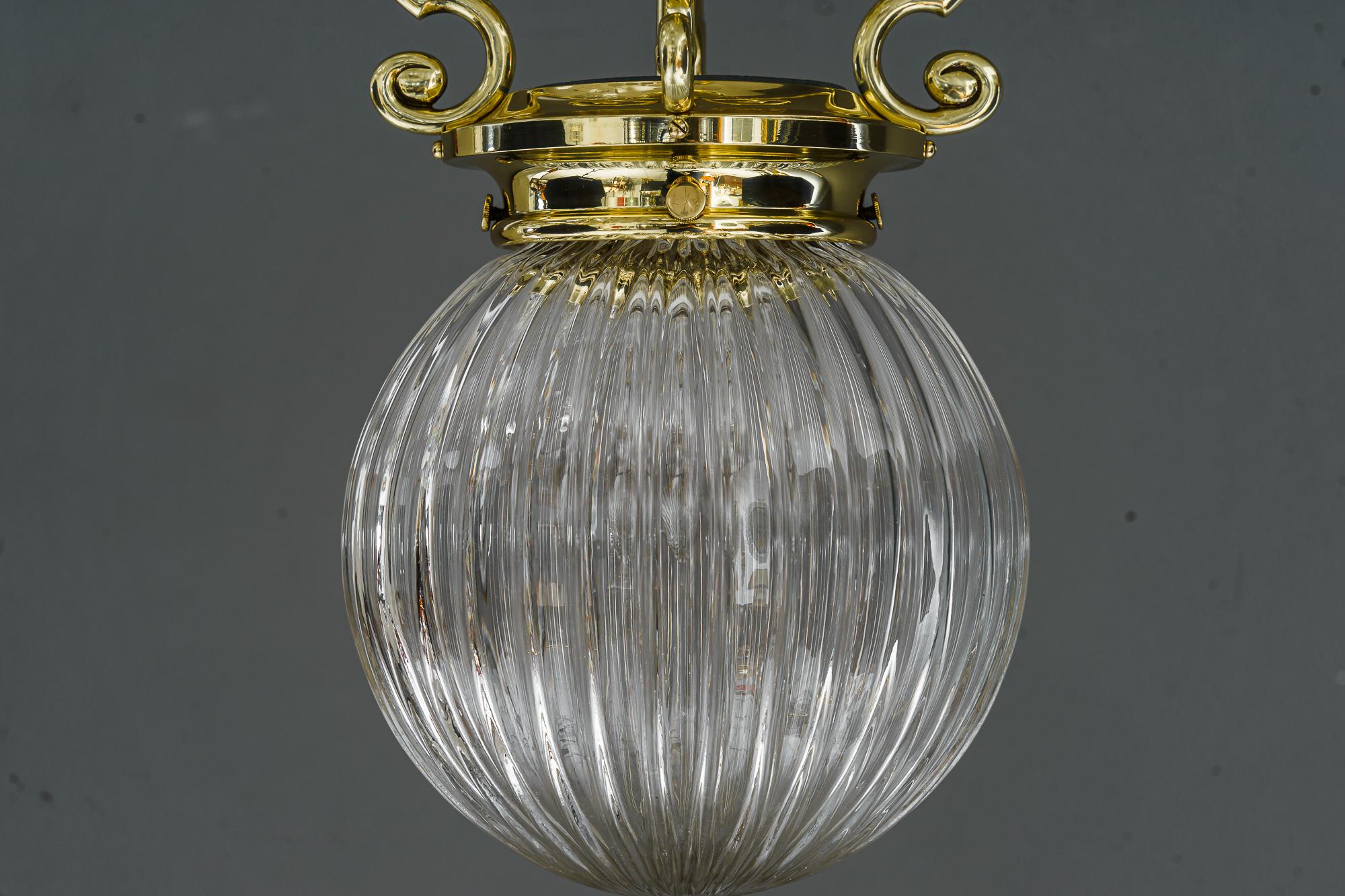 Art Deco Pendant Vienna Around 1920s with Original Cut Glass Shade For Sale 4