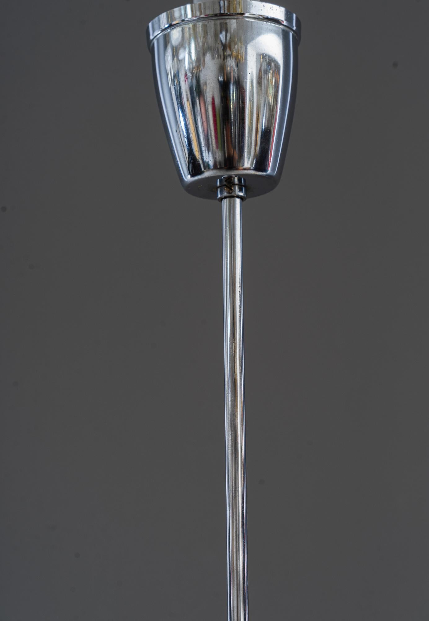 Art Deco Pendant vienna around 1920s with orihinal glass ( chrome ) In Good Condition For Sale In Wien, AT