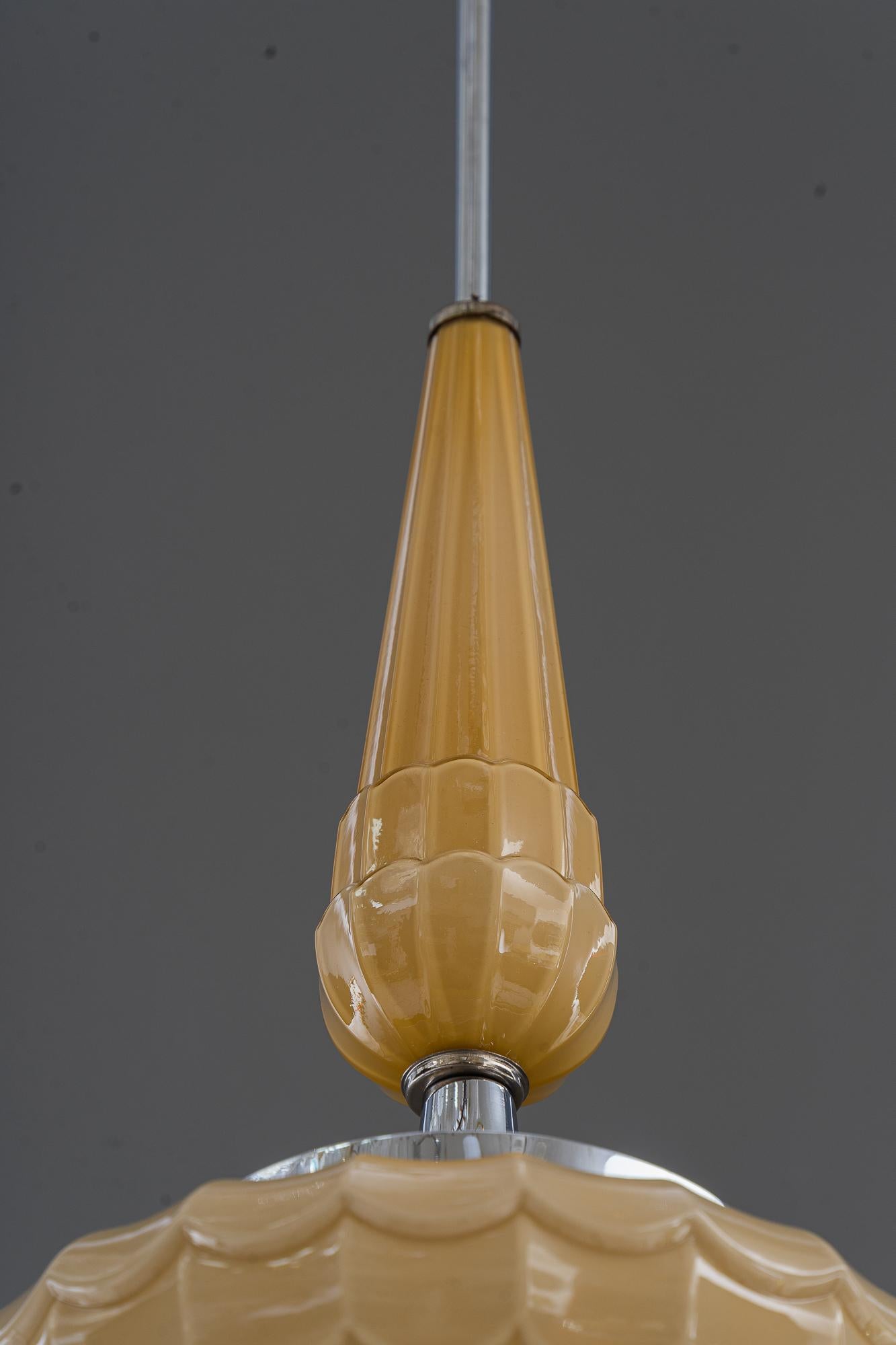 Art Deco Pendant vienna around 1920s with orihinal glass ( chrome ) For Sale 1