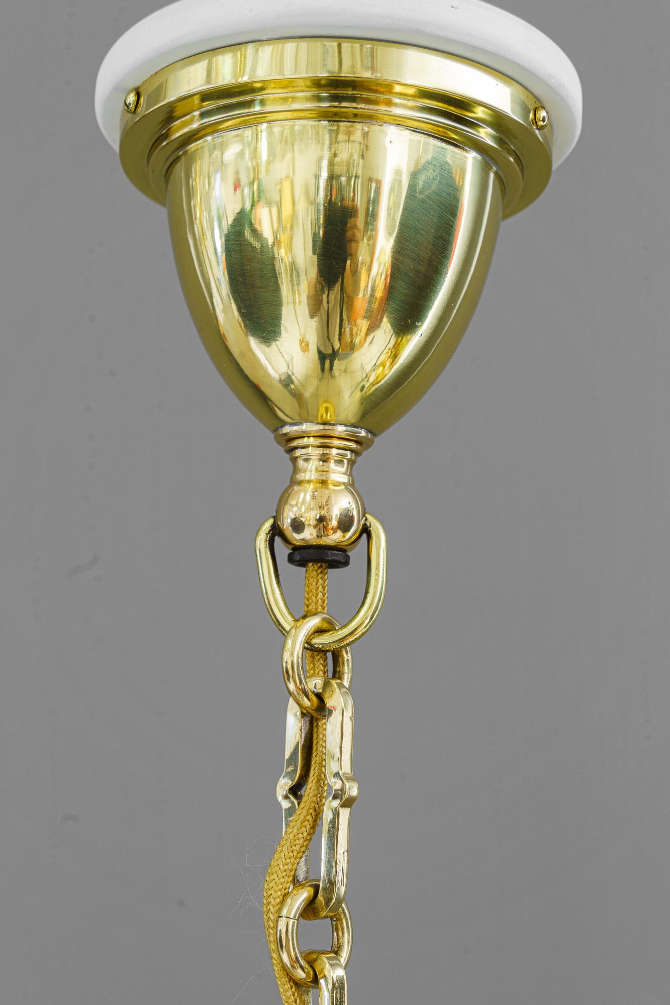 Art Deco pendant vienna with original antique cut glass shade around 1920s For Sale 9