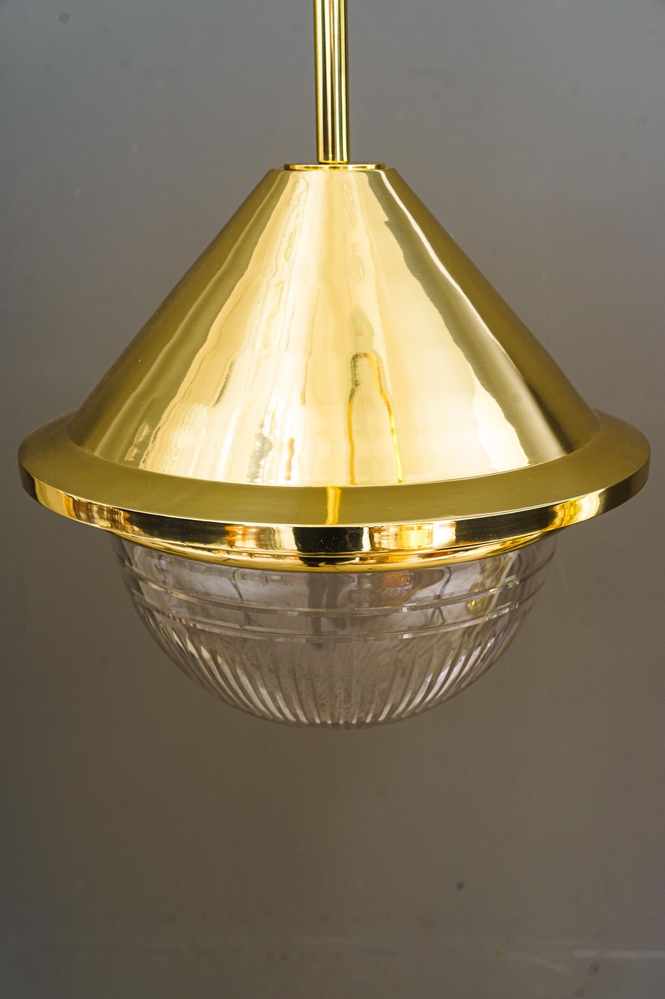 Early 20th Century Art Deco Pendant Vienna with Original Cut Glass Shade, circa 1920 For Sale