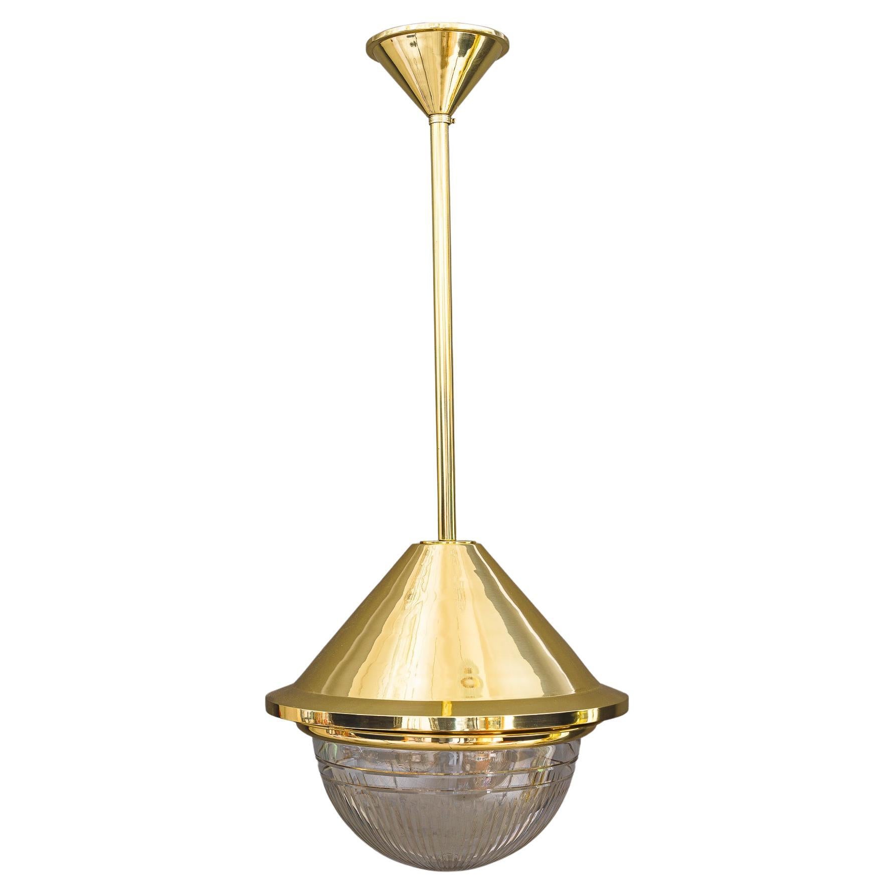 Art Deco Pendant Vienna with Original Cut Glass Shade, circa 1920 For Sale