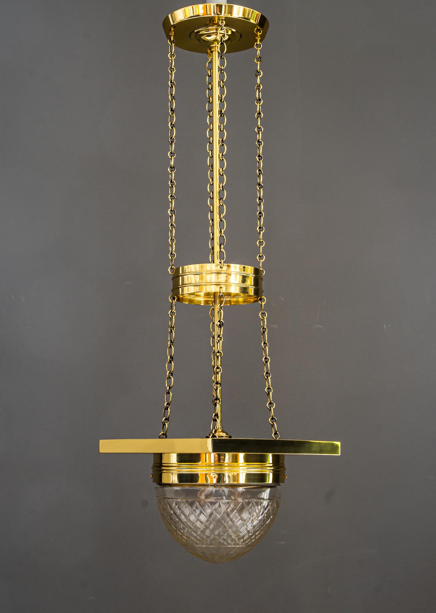 Art Deco Pendant with Cut Glass, Around 1920s 6