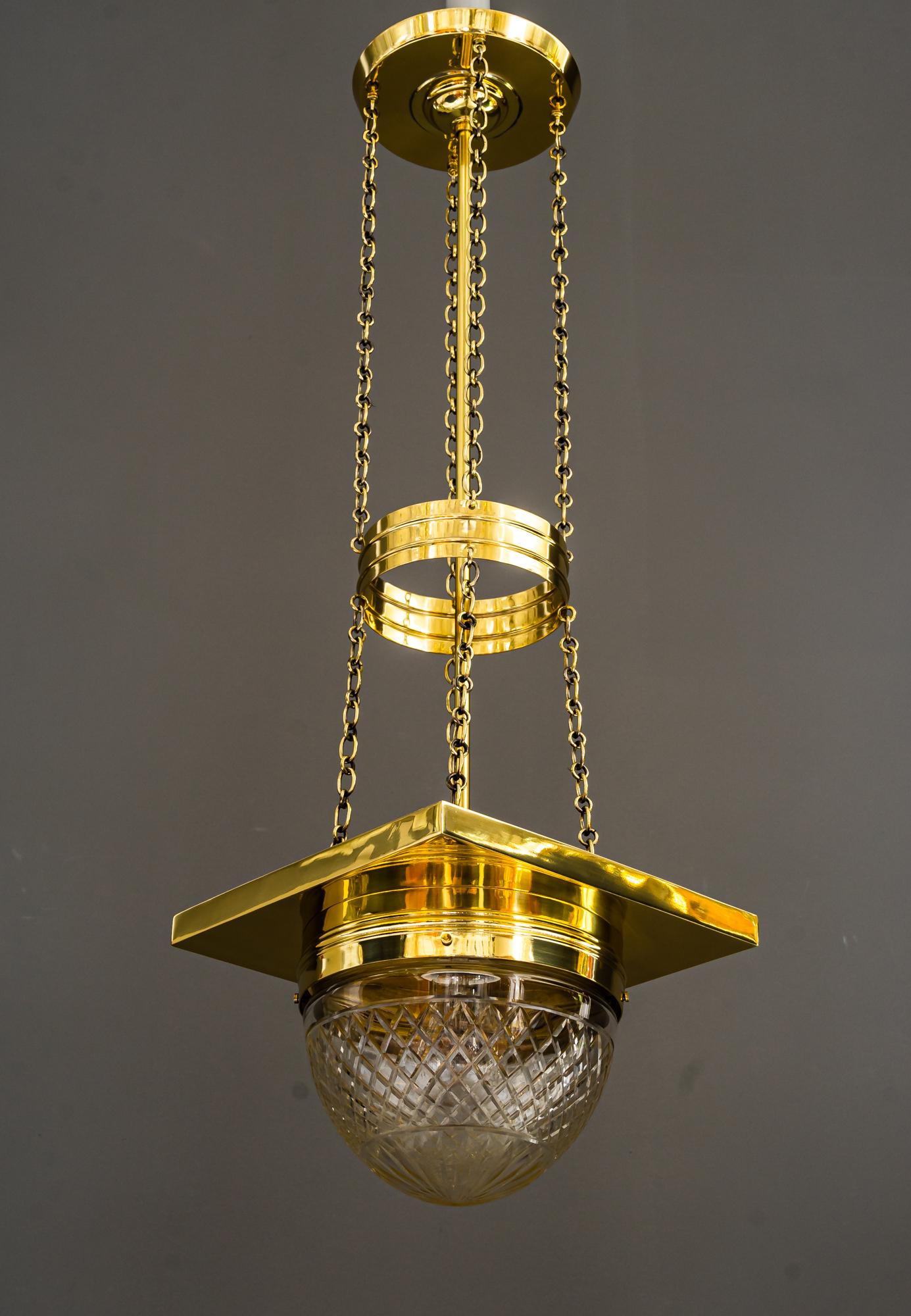 Art Deco Pendant with Cut Glass, Around 1920s For Sale 7