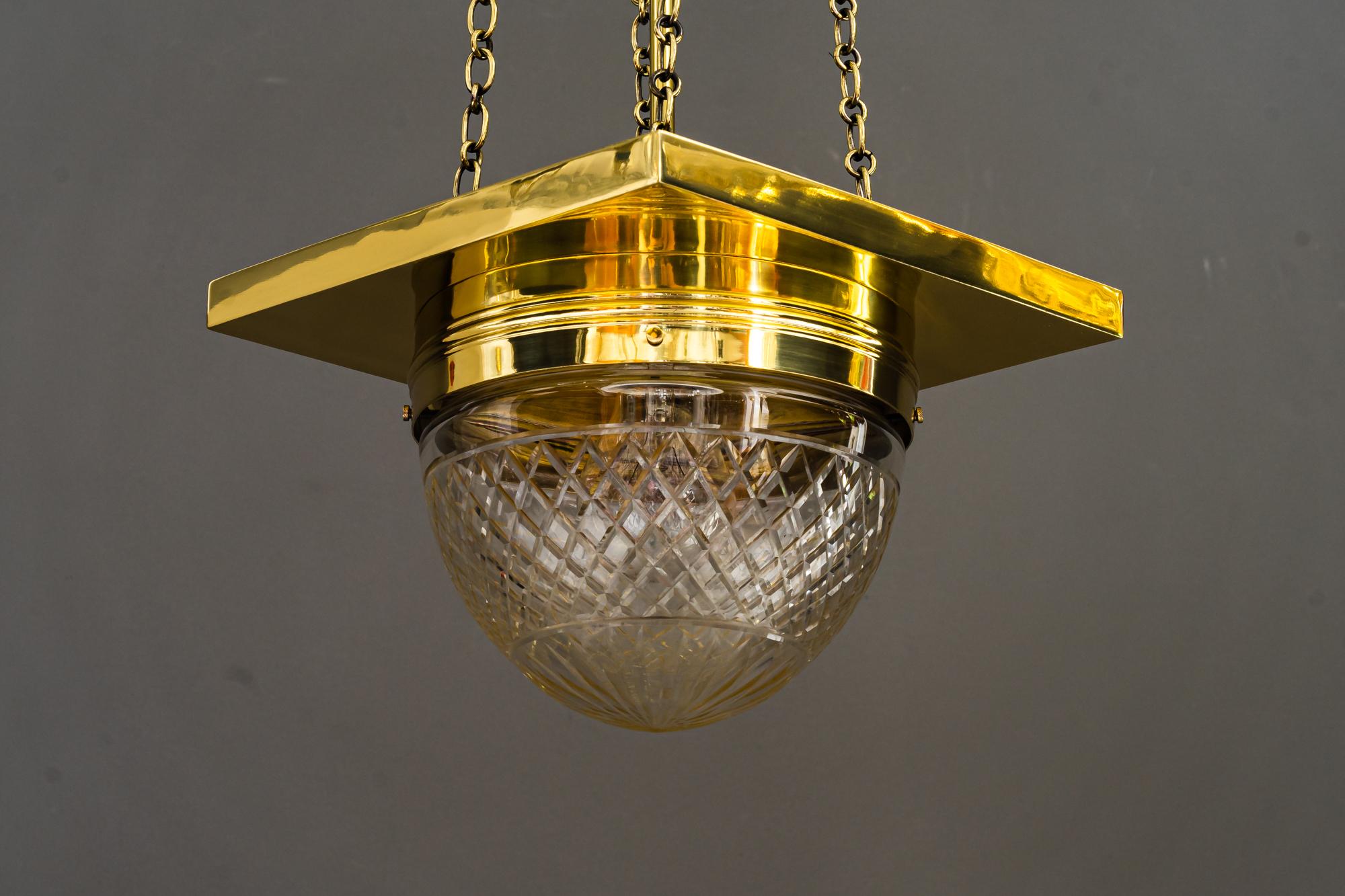 Art Deco Pendant with Cut Glass, Around 1920s For Sale 8