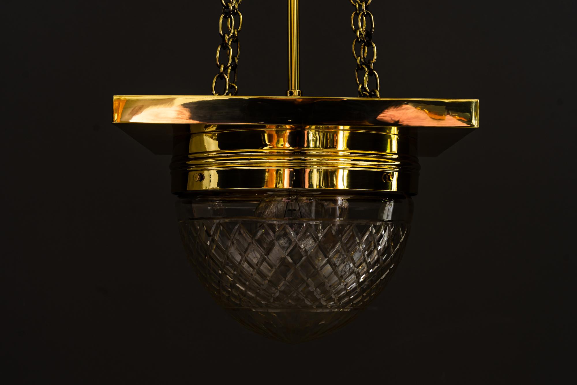 Early 20th Century Art Deco Pendant with Cut Glass, Around 1920s