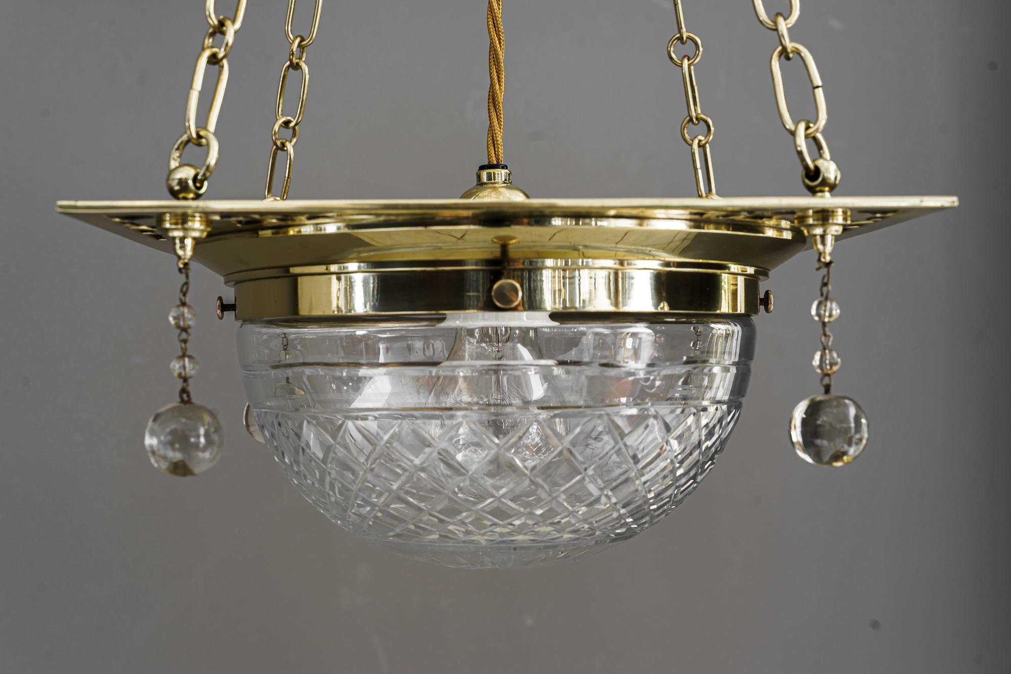 Art Deco Pendant with Cut Glass Shade Around 1920s For Sale 4