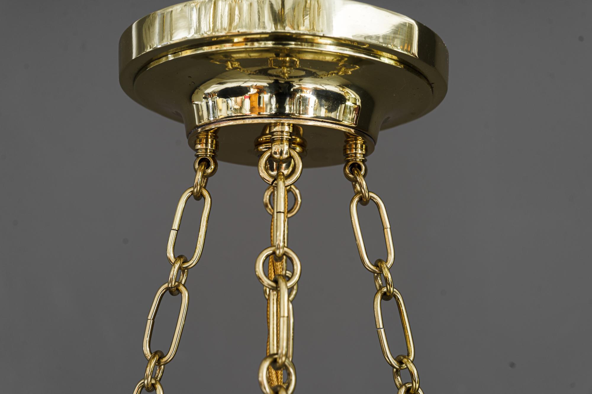 Art Deco Pendant with Cut Glass Shade Around 1920s For Sale 8