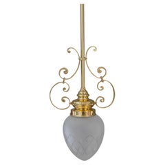 Pendentif Art déco avec abat-jour en verre taillé vienna des années 1920