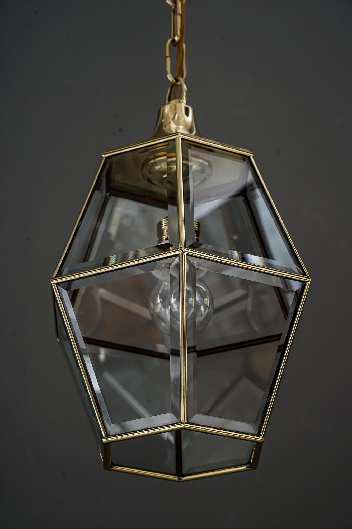 Lacquered Art Deco Pendant with Cut Glasses, Vienna, Around 1920s For Sale