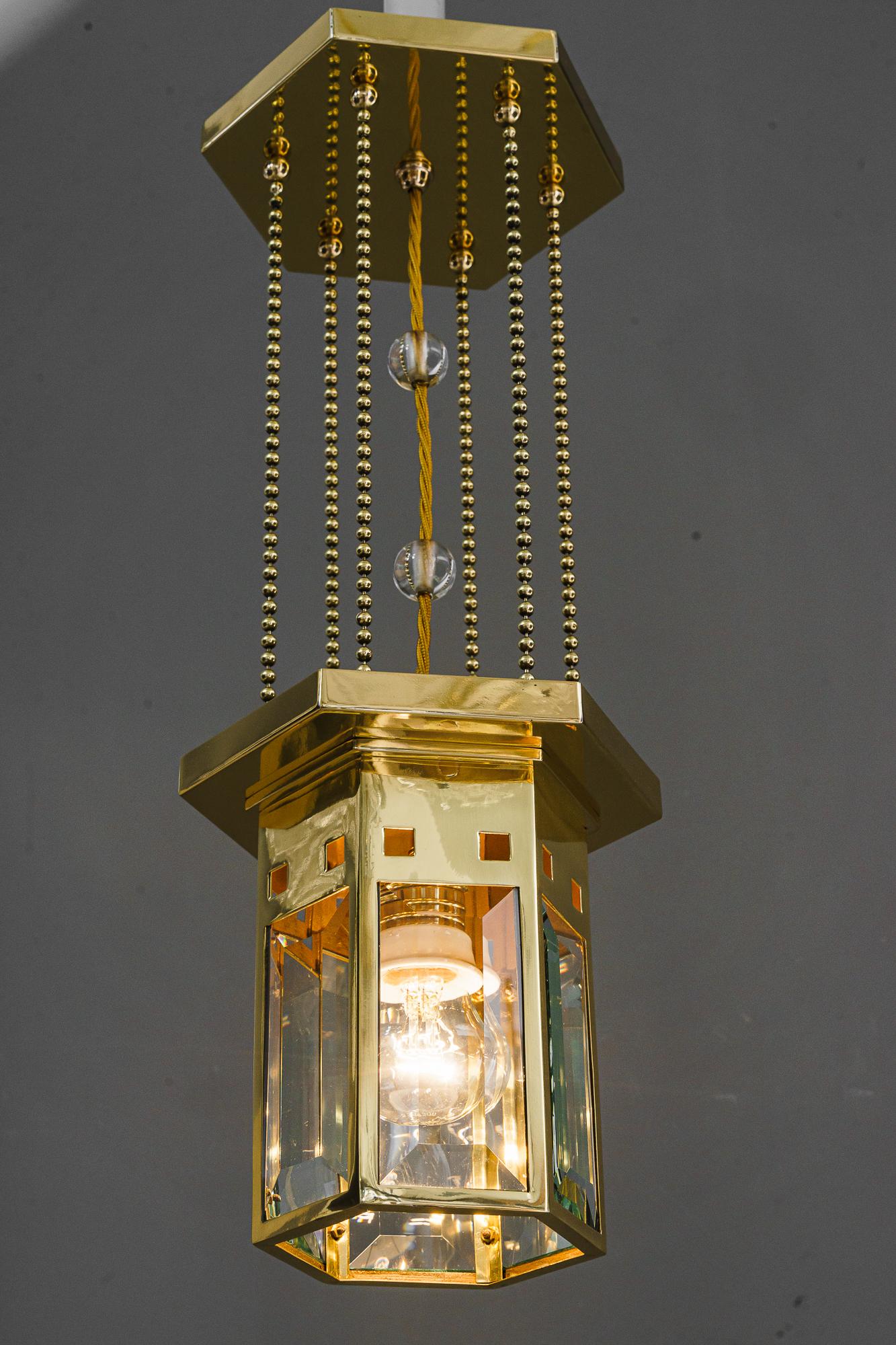 Art Deco Pendant with Facet Cut Glasses, Vienna, Around 1920s For Sale 3