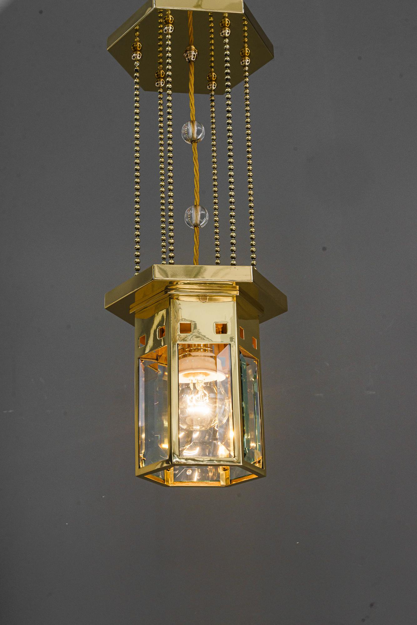 Art Deco Pendant with Facet Cut Glasses, Vienna, Around 1920s For Sale 1