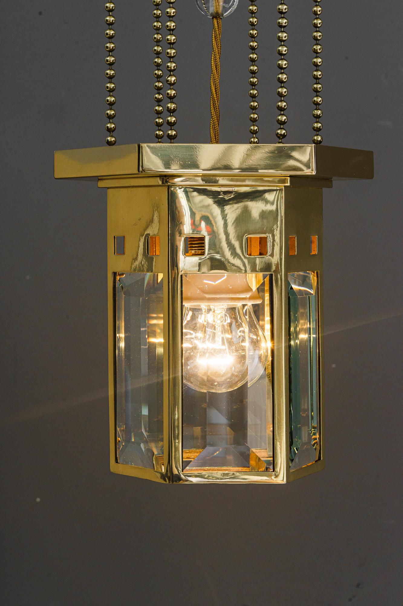Art Deco Pendant with Facet Cut Glasses, Vienna, Around 1920s For Sale 2