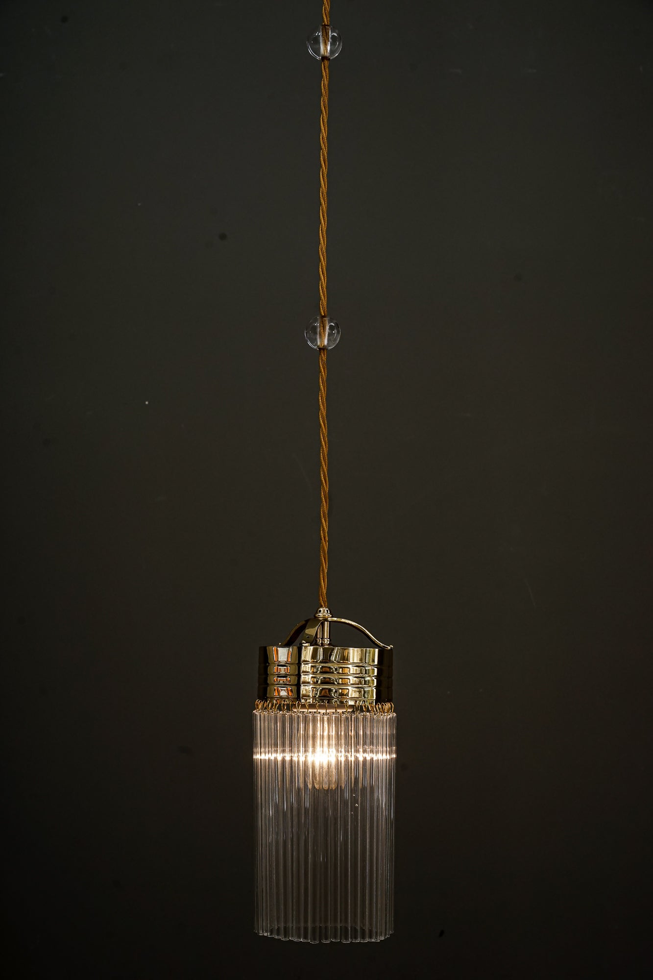 Art Deco pendant with glass sticks vienna around 1920s
Polished and stove enameled
Glass sticks are replaced ( new )