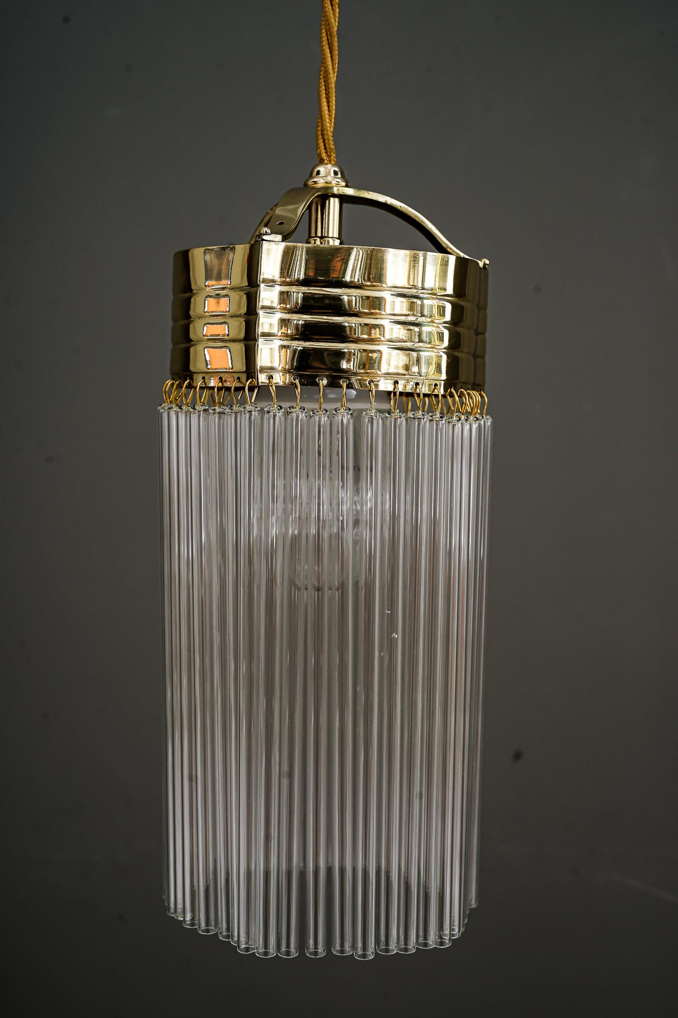 Austrian Art Deco pendant with glass sticks vienna around 1920s
