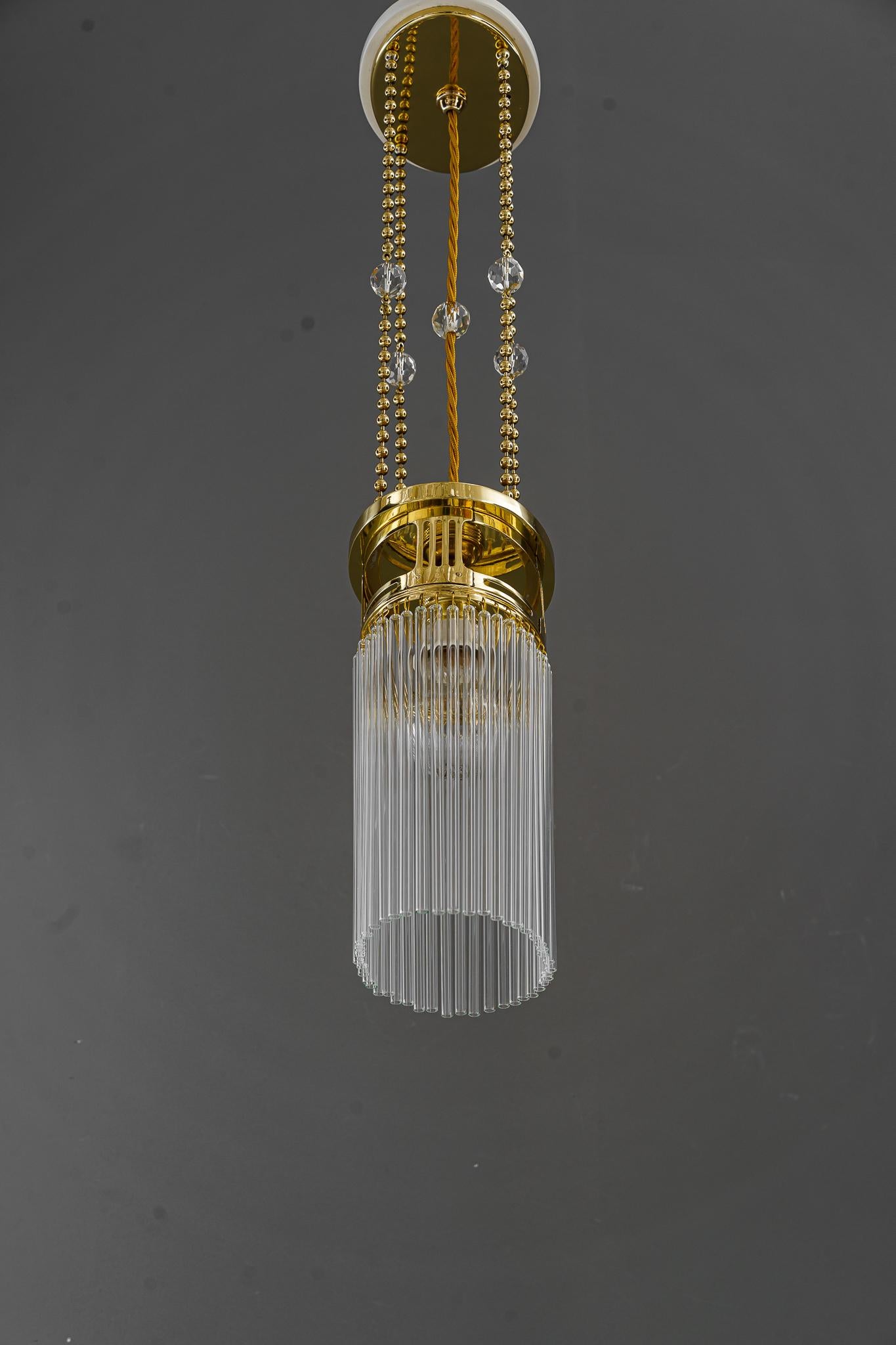 Early 20th Century Art Deco Pendant with Glass Sticks, Vienna, Around 1920s For Sale