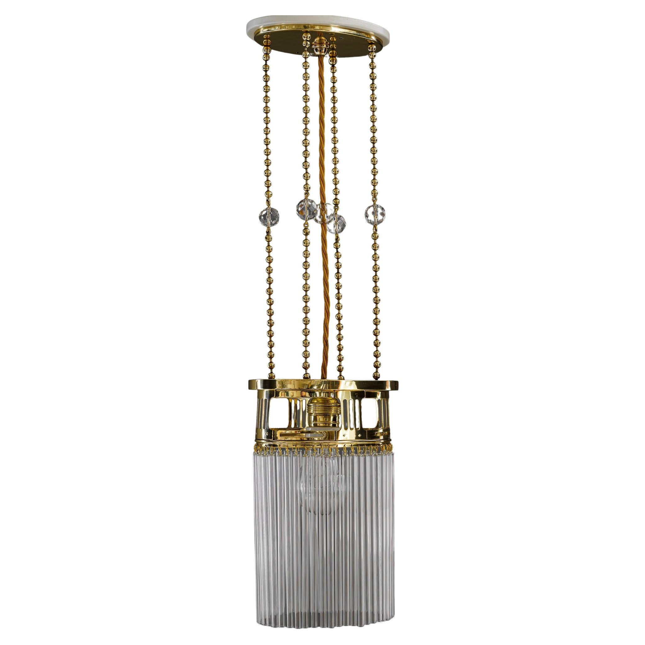 Art Deco Pendant with Glass Sticks, Vienna, Around 1920s For Sale