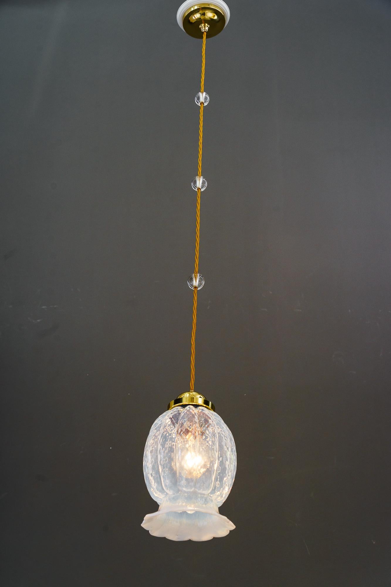 Art Deco Pendant with opaline glass shade vienna around 1920s For Sale 3