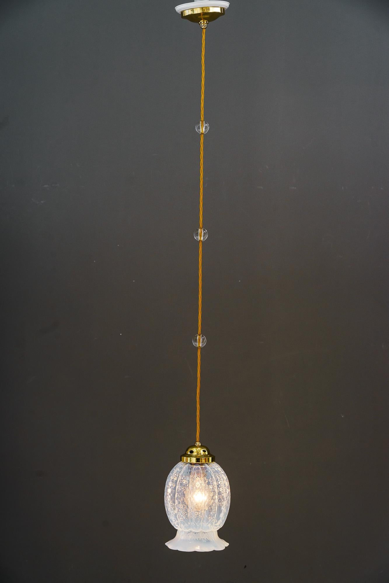 Art Deco Pendant with opaline glass shade vienna around 1920s For Sale 4