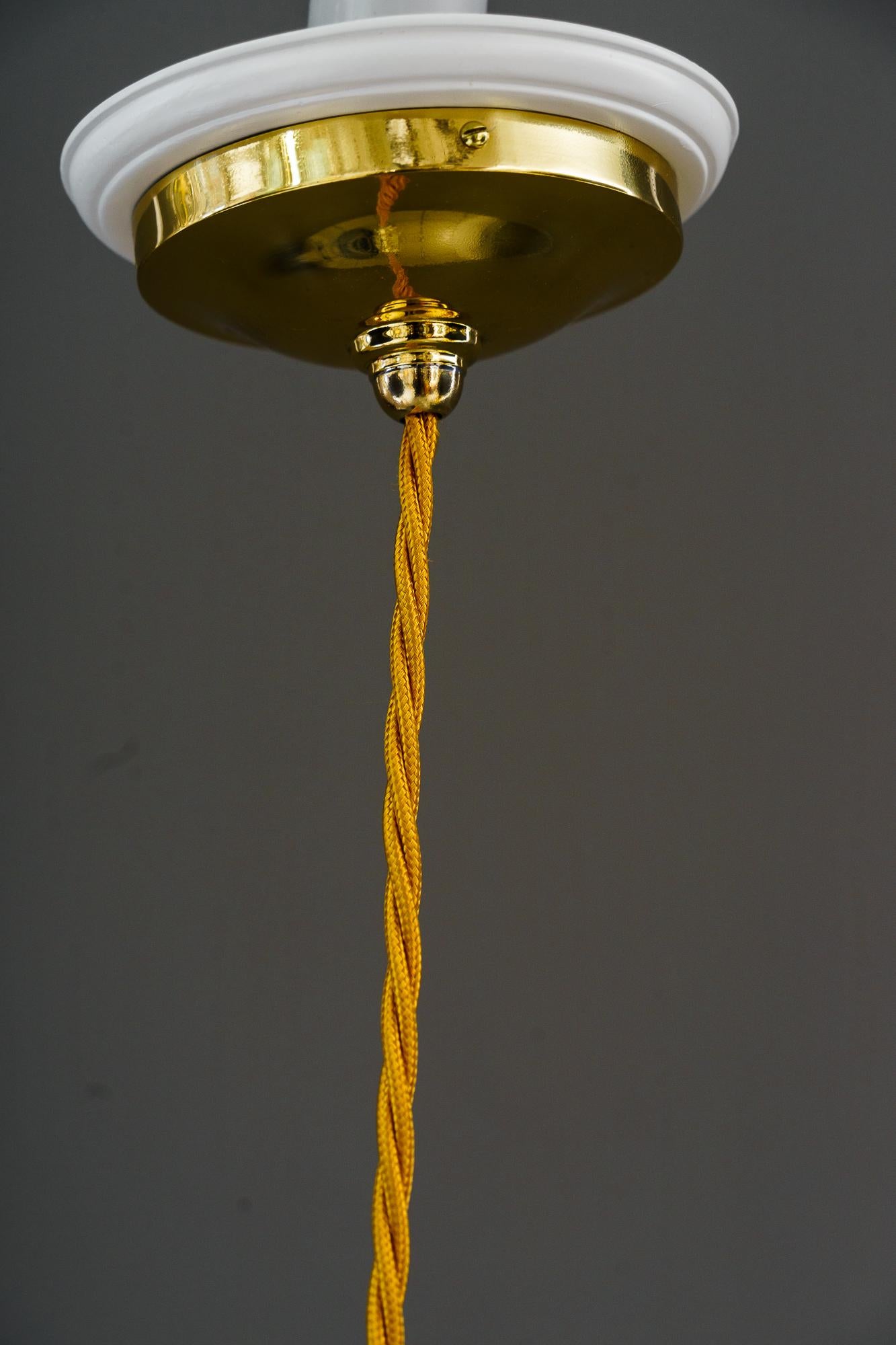 Art Deco Pendant with opaline glass shade vienna around 1920s For Sale 7
