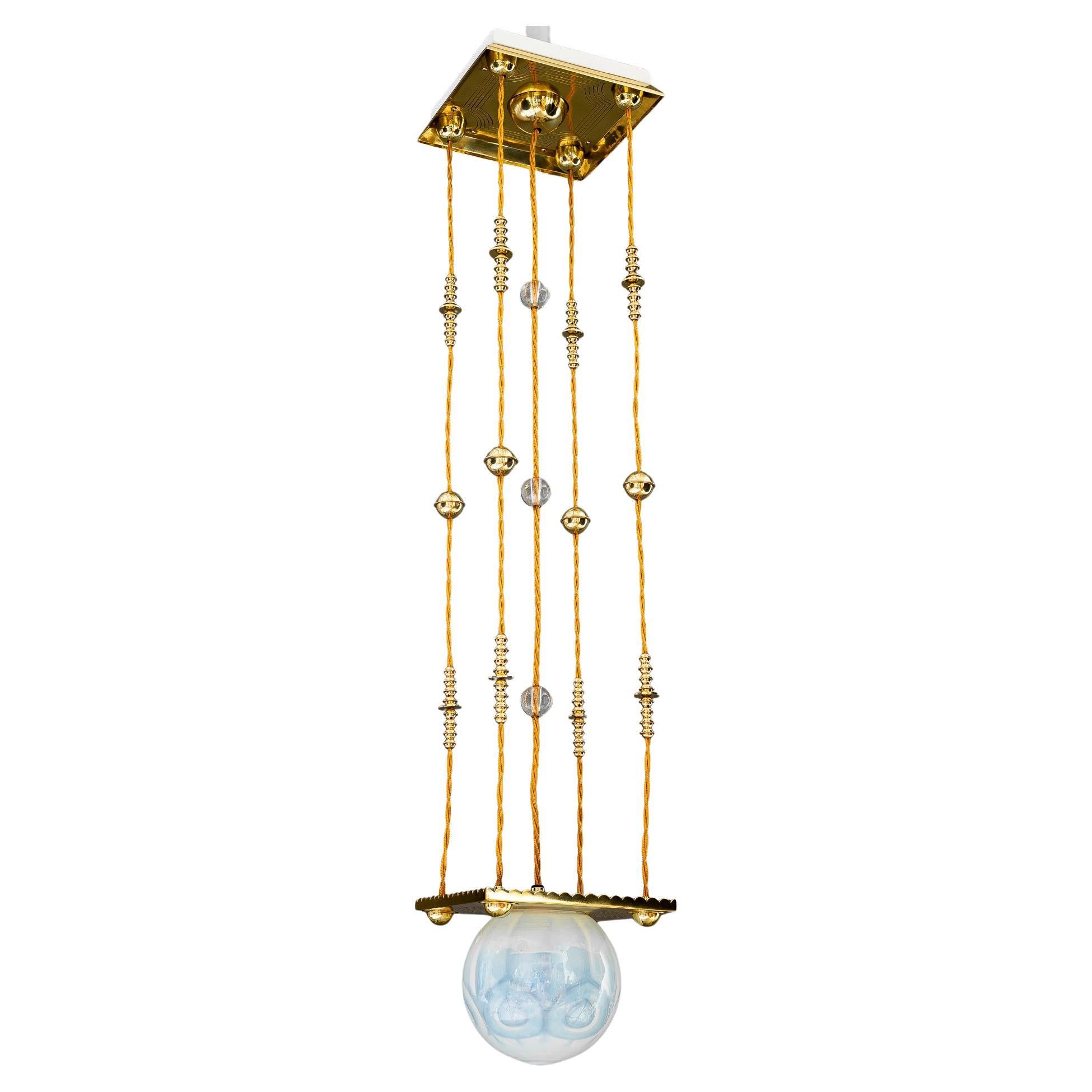 Art Deco Pendant with opaline glass shade vienna around 1920s