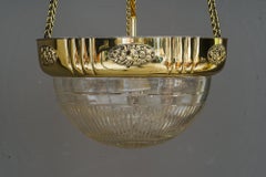 Art Deco Pendant with Original Antique Cut Glass Shade Vienna Around 1920s