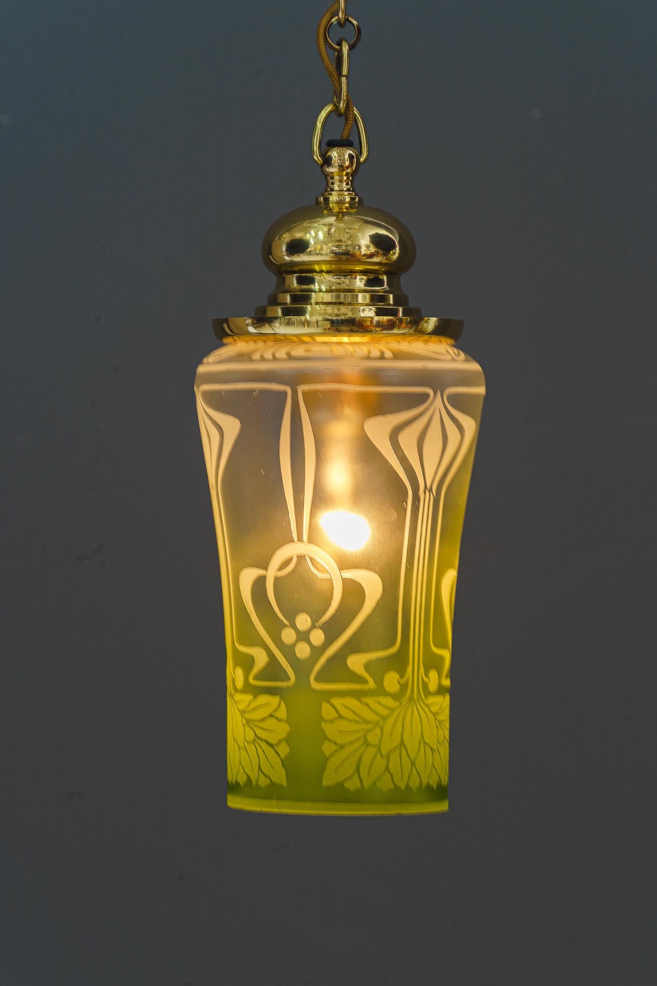 Art Deco pendant with original antique glass vienna around 1920s For Sale 3