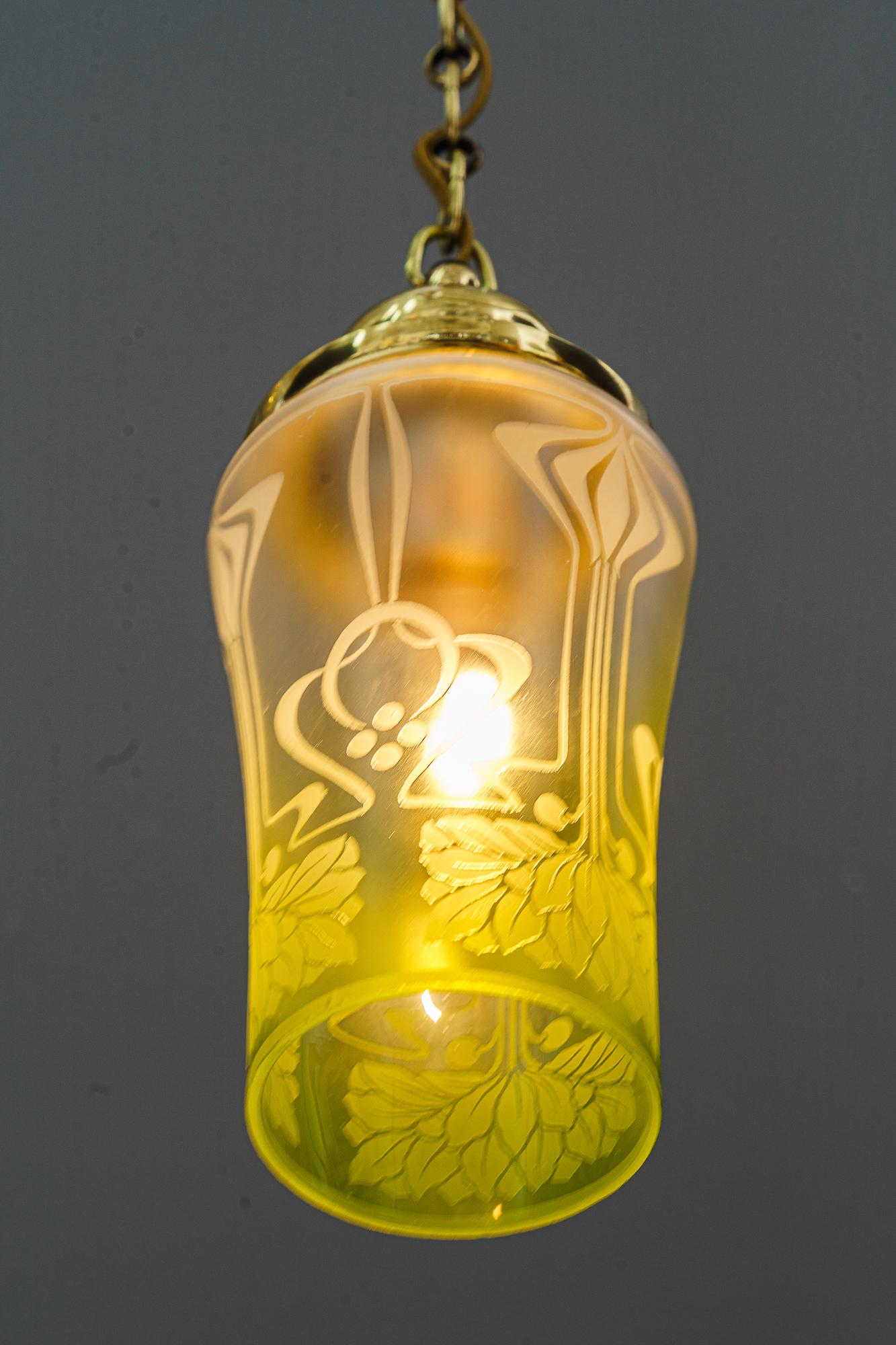 Art Deco pendant with original antique glass vienna around 1920s For Sale 4