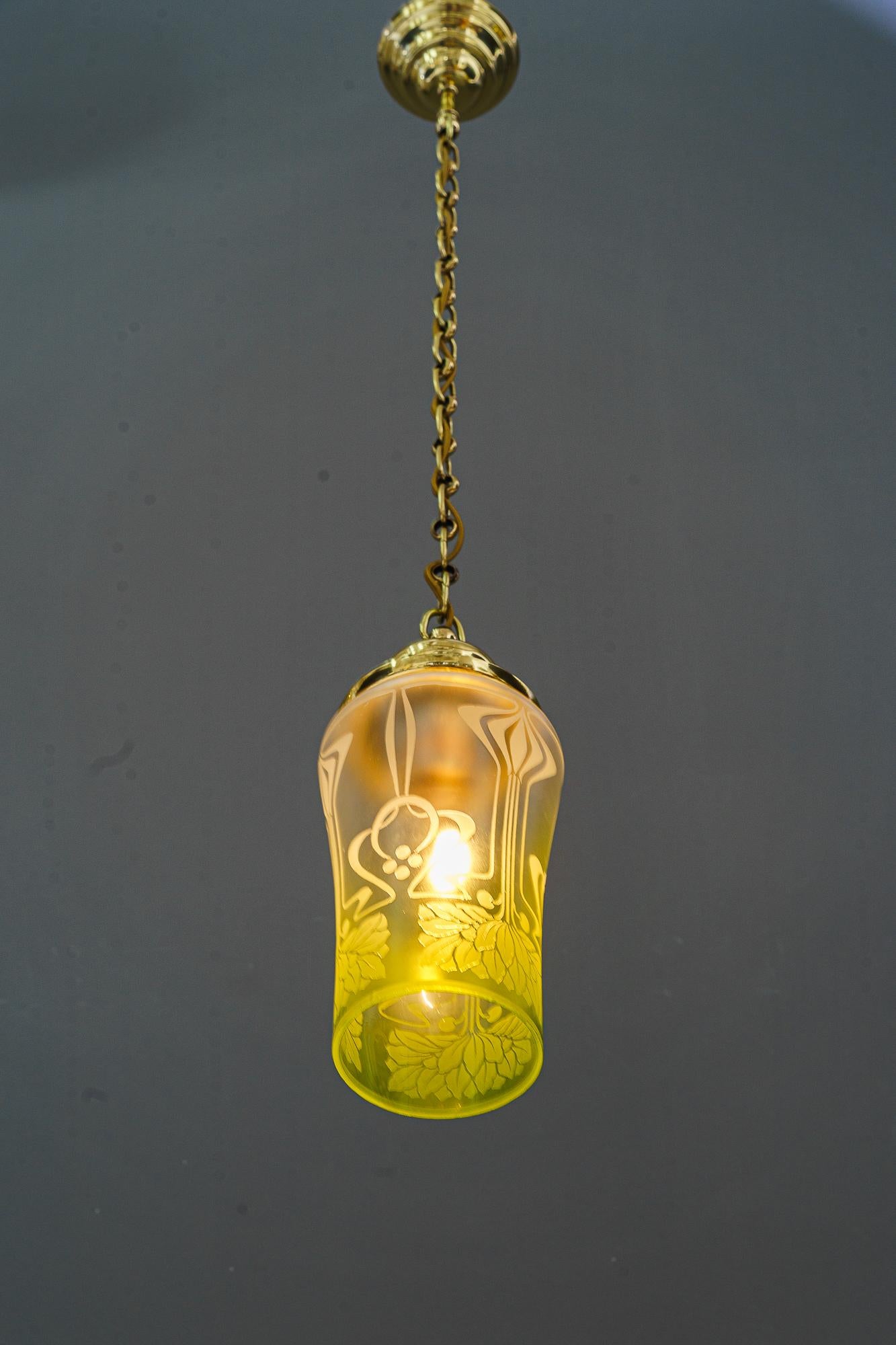 Art Deco pendant with original antique glass vienna around 1920s For Sale 5