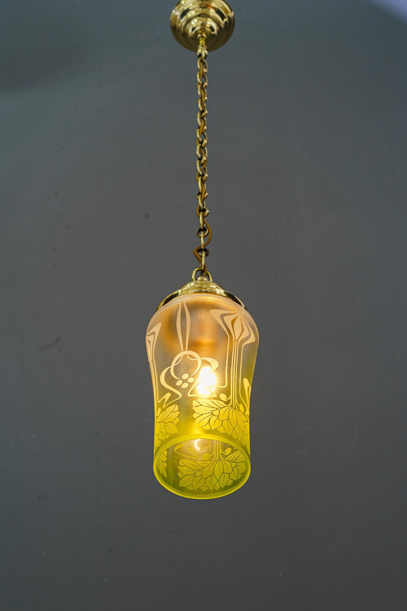 Art Deco pendant with original antique glass vienna around 1920s For Sale 6